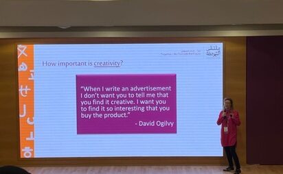 Slide showing David Ogilvy quote on the importance of relevance rather than creativity