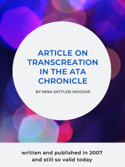 Free Primer Article on Transcreation by Nina Sattler-Hovdar