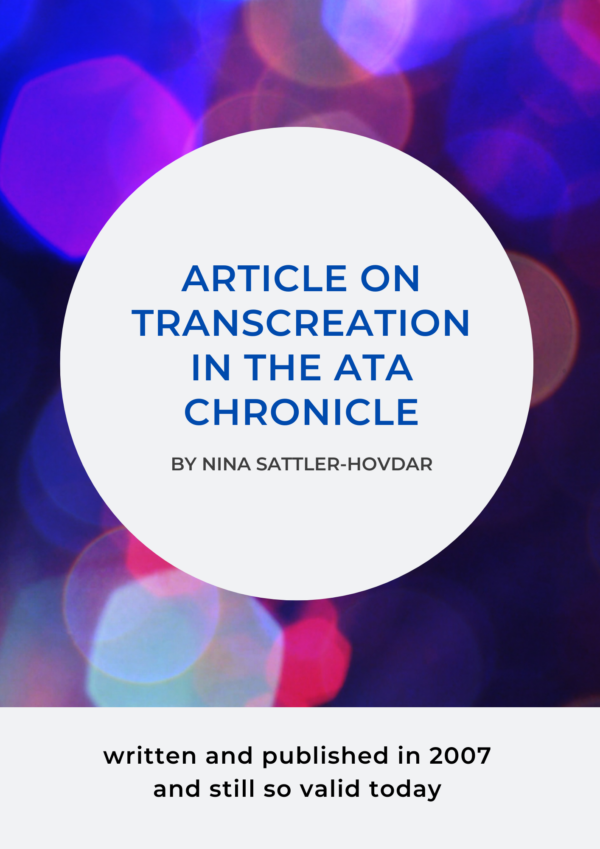 Free Primer Article on Transcreation by Nina Sattler-Hovdar